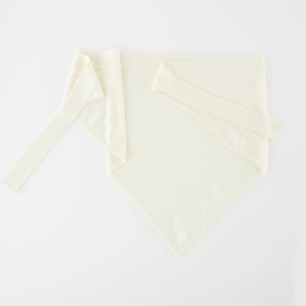 Tibi Mele Merino Wool Babushka Scarf, Ivory, OS
